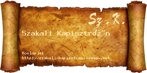 Szakali Kapisztrán névjegykártya